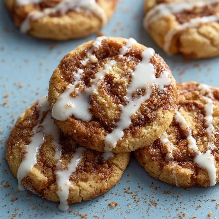 Freshly baked Cinnamon Roll Cookies with icing on top.