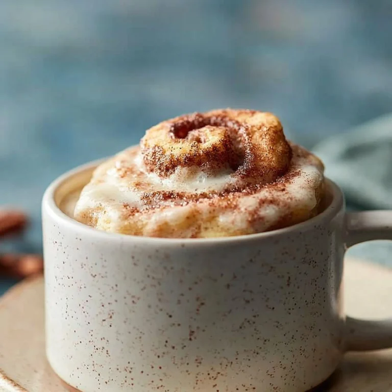 Cinnamon roll in a mug recipe with warm, gooey cinnamon filling