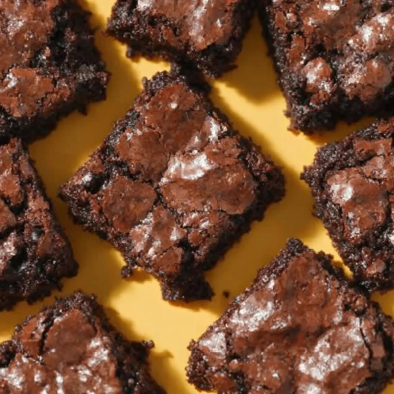 Delicious homemade easy brownies on a white plate.