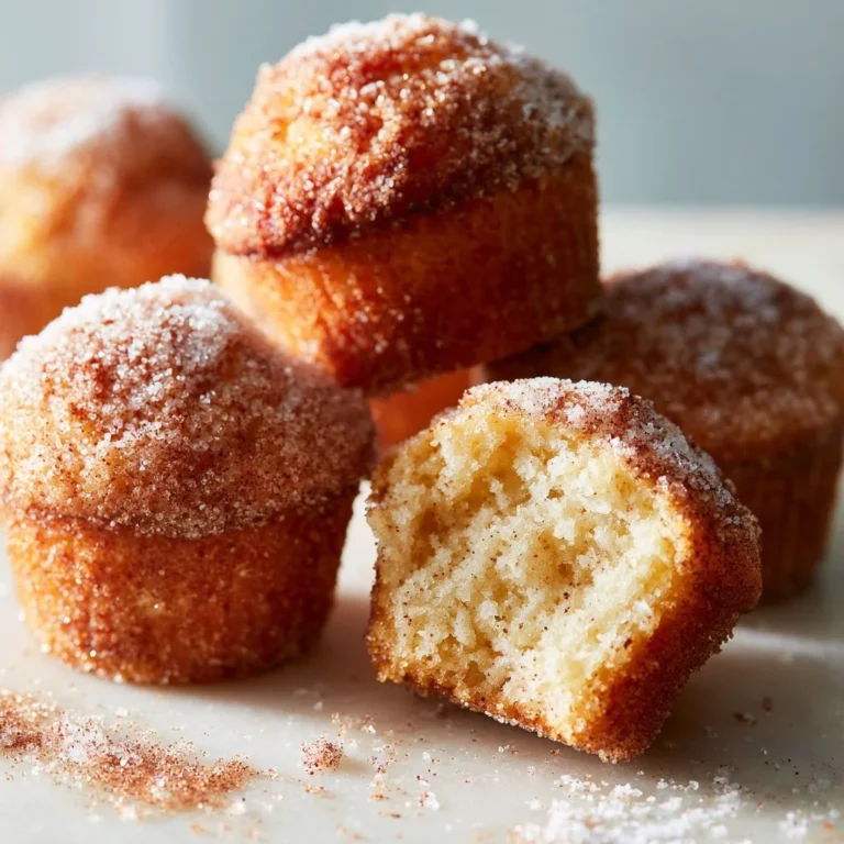 Freshly baked cinnamon sugar muffins on a wooden table