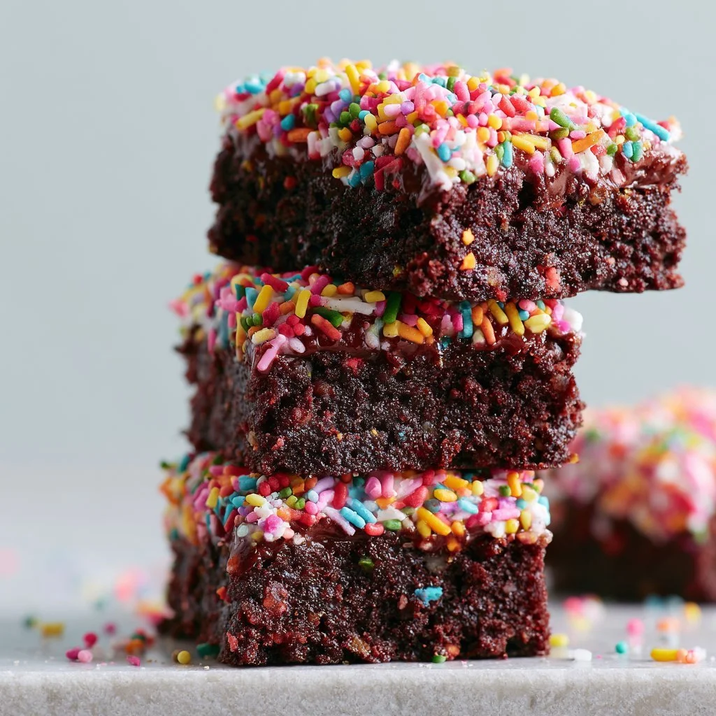 Delicious homemade Cosmic Brownies for parties with colorful toppings