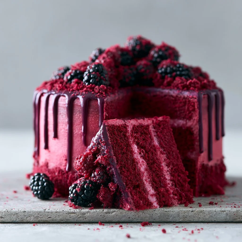 Decadent Blackberry Velvet Gothic Cake