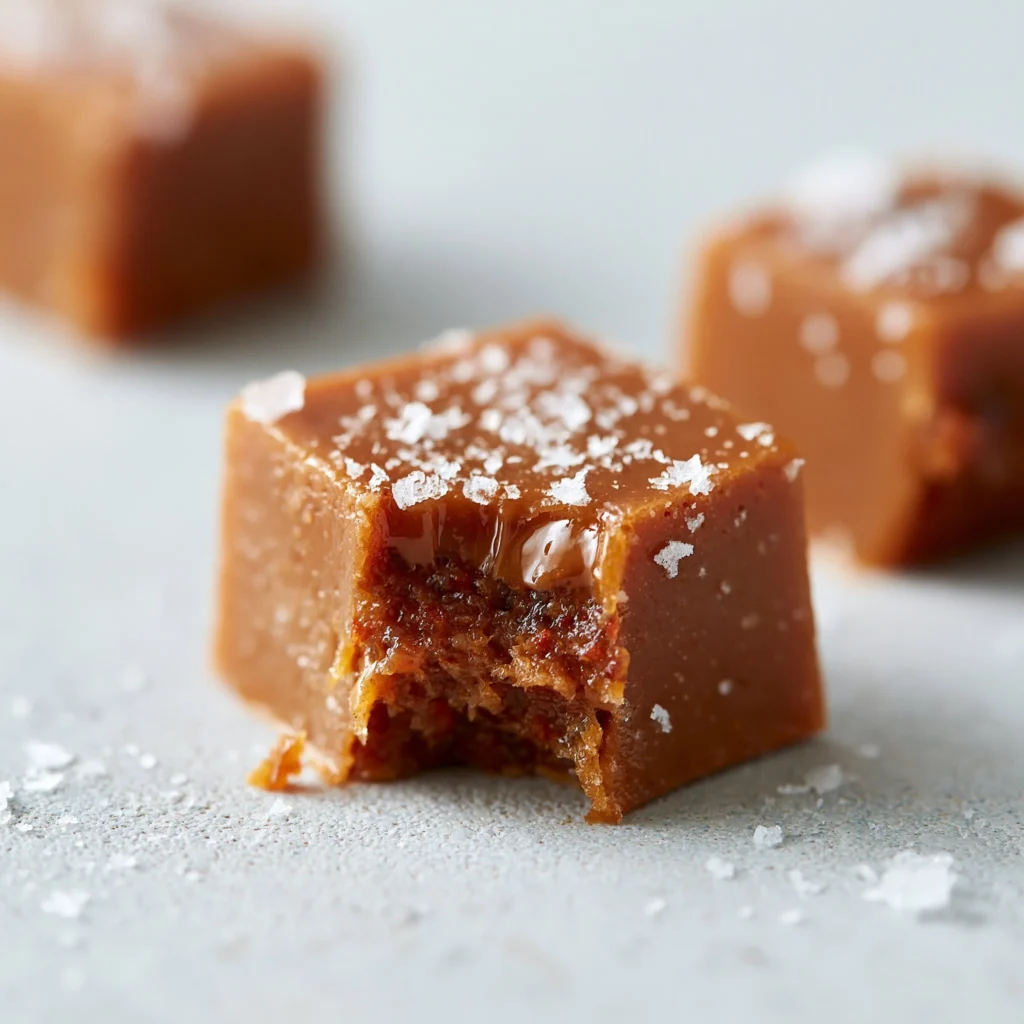 Delicious homemade 4 ingredient date caramels on a wooden plate