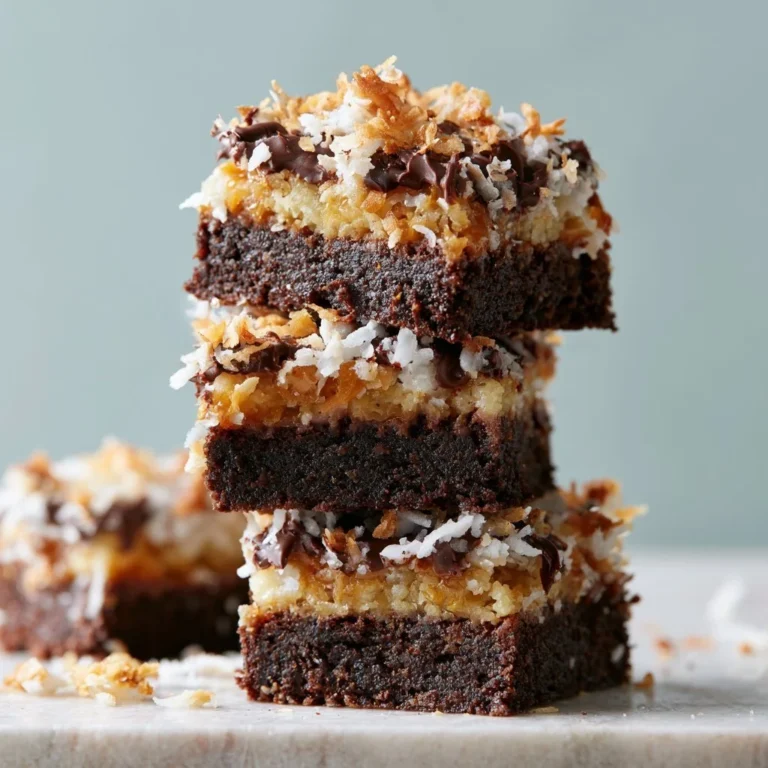 Delicious Samoa Brownies topped with coconut and caramel